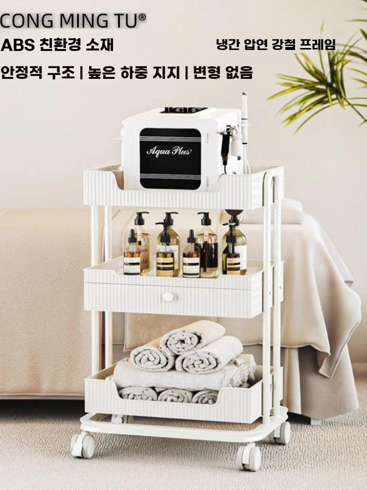 뷰티 트롤리 이동식 수납 카트 다용도 정리함 미용 그레이-서랍X - 상세 이미지 4