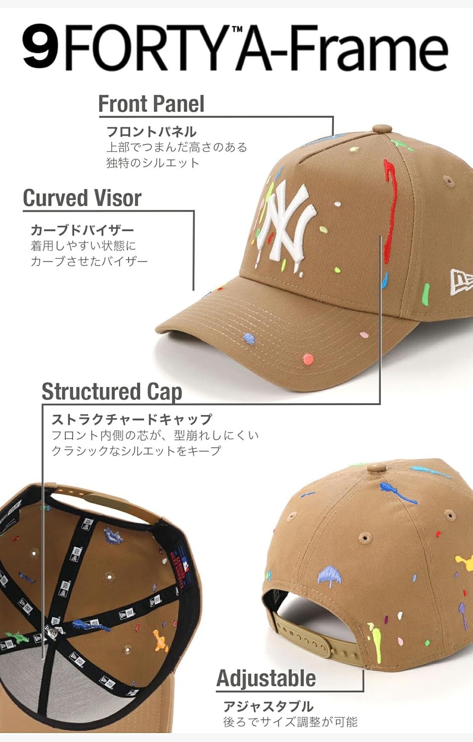 뉴에라 9FORTY A프레임 스냅백 MLB 뉴욕 양키스 카키 - 상세 이미지 2