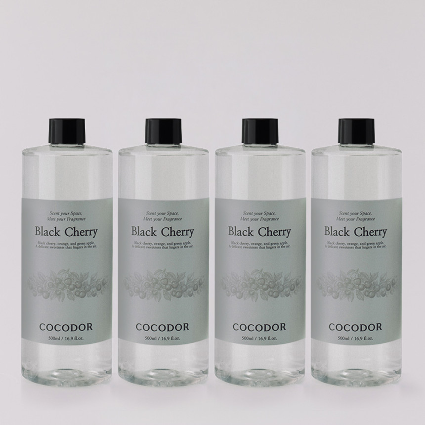 [2+2] 코코도르 2L 대용량구성 디퓨저 리필액 500ml 4개 실내방향제 인테리어 블랙체리