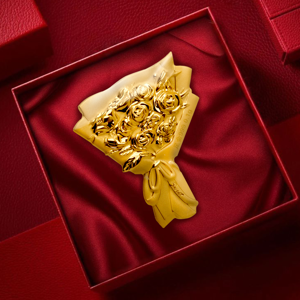 24K 순금 장미 축하선물 행운기원 감사 꽃다발 오브제(0.1g) - 상품 이미지