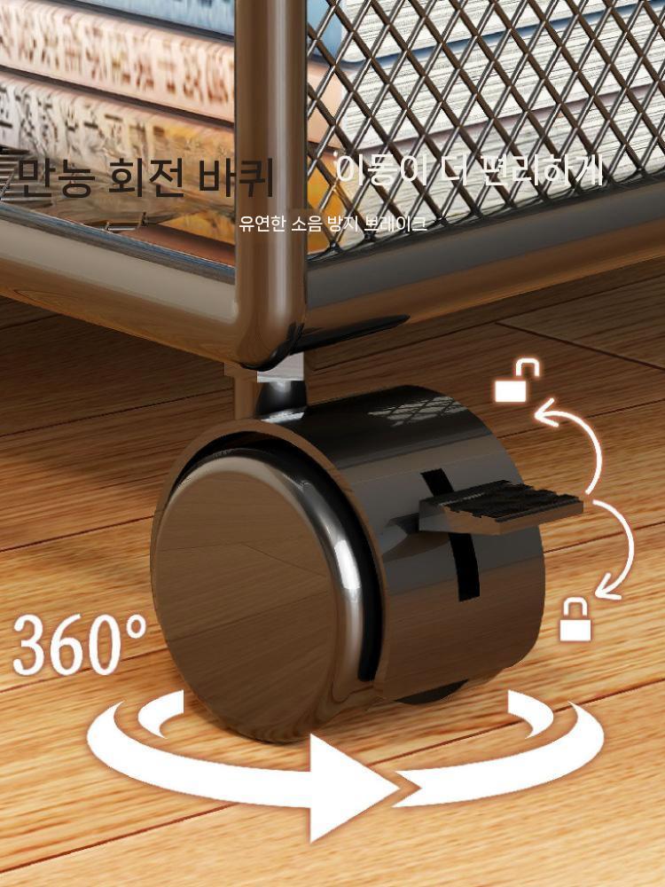 이동식 파일 정리함 서류함 바퀴 철제 서류정리함 보관함 책상 3단 블랙 미디엄 - 상세 이미지 3