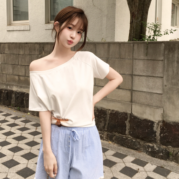[트렌드데이]  원숄더 코튼 반소매 티셔츠 ts5038