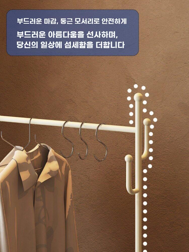 이동식 행거 라탄 수납장 빨래 바구니 옷걸이 스탠드 화이트+브라운 - 상세 이미지 4