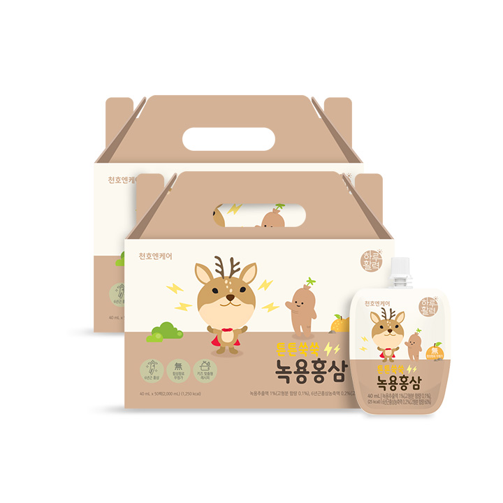 천호엔케어 녹용전지 6년근홍삼액 어린이 튼튼쑥쑥 녹용홍삼 40ml 50포, 2개 - 상세 이미지 3