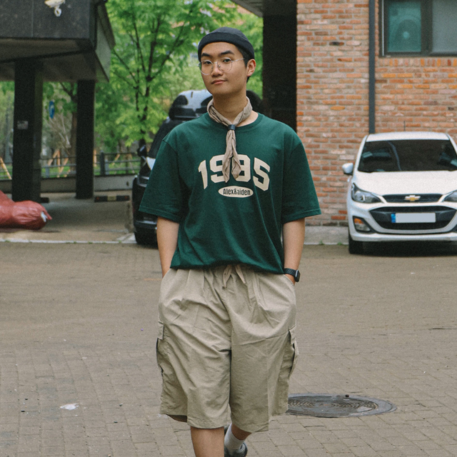 알렉스앤에이든 오버핏 1995 반팔티(블랙,화이트,딥그린) 이미지 8