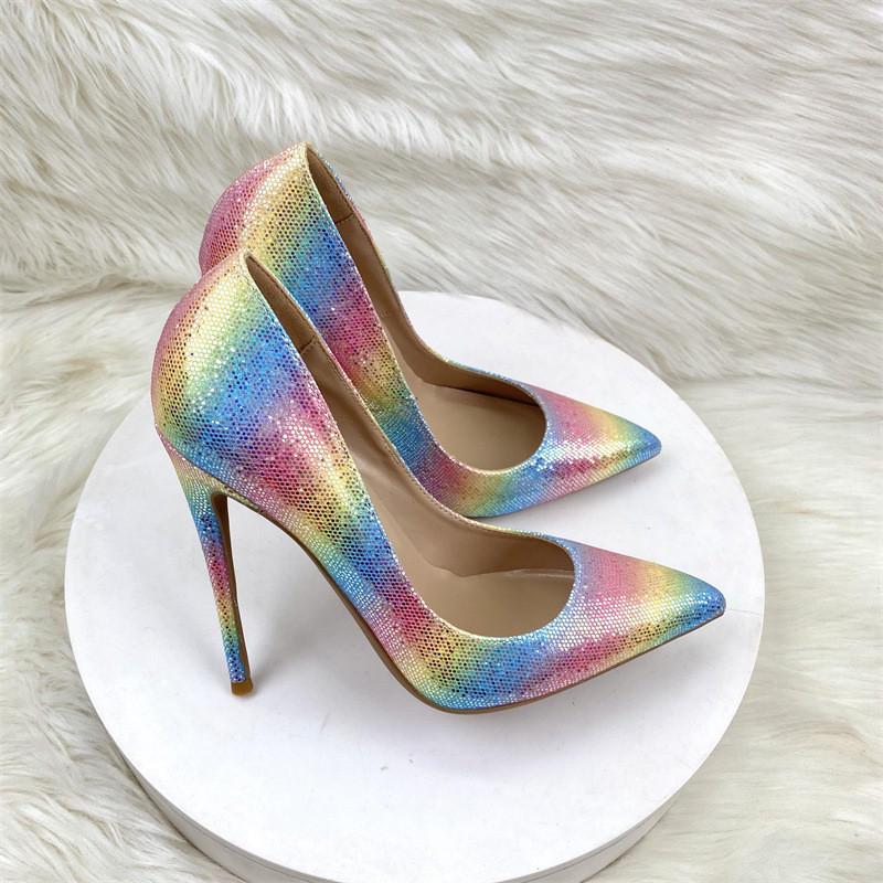 스틸레토 힐 펌프스 킬힐 뽀족한 스팽글 하이힐 12cm 10cm - 상품 이미지