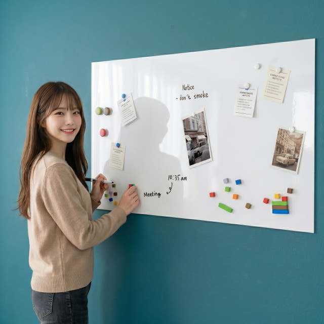 화이트보드 붙이는 자석 칠판 보드판 접착형 유광 600X400mm