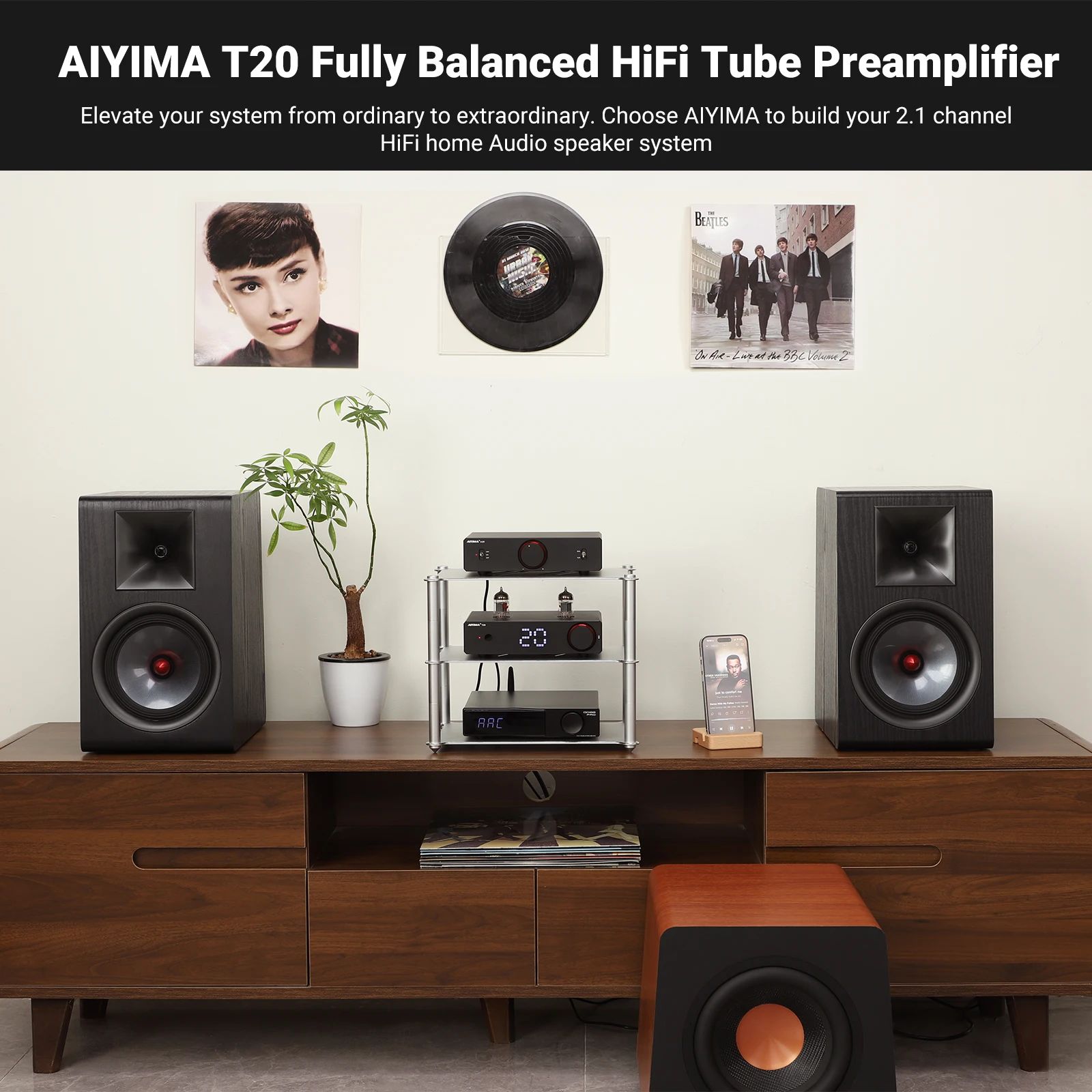 AIYIMA T20 진공관 프리앰프 LME49720 OPA1612 XLR RCA 트리거 With EU Plug - 상세 이미지 4