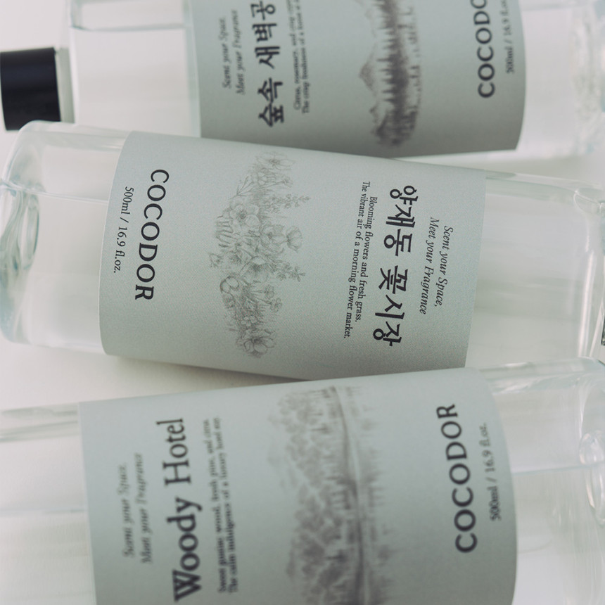 [2+2] 코코도르 2L 대용량구성 디퓨저 리필액 500ml 4개 실내방향제 인테리어 블랙체리