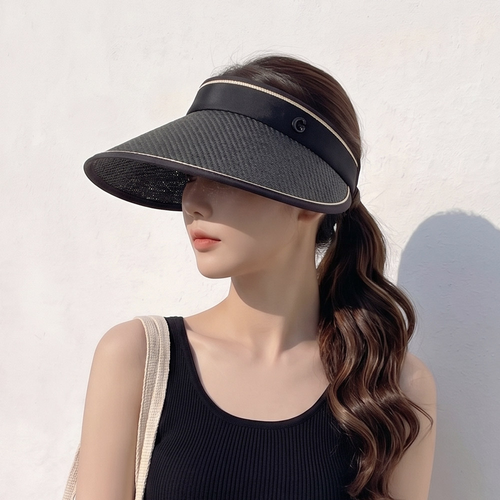 여름 여성 라피아 햇빛 차단 바캉스 밀짚 왕골 모자 피크닉 썬캡 이미지 8