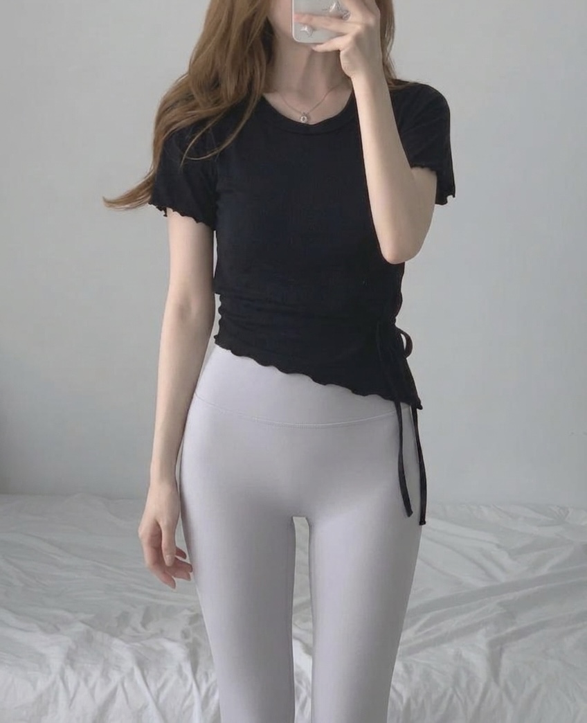 페바 필라테스복 요가복 필라테스 상의 운동복 요가 반팔 크롭 여름 커버업 티 - 상세 이미지 3