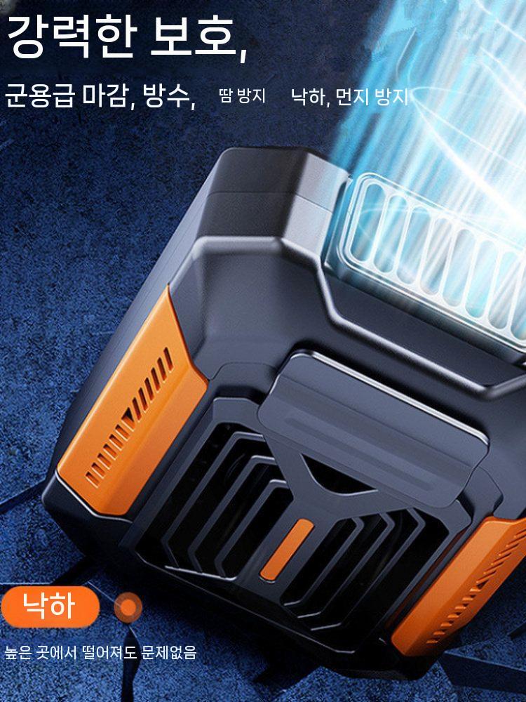 냉풍기 쿨링팬 선풍기 허리 부착형 벨트 개인용 작업 휴대 오렌지 - 상세 이미지 4
