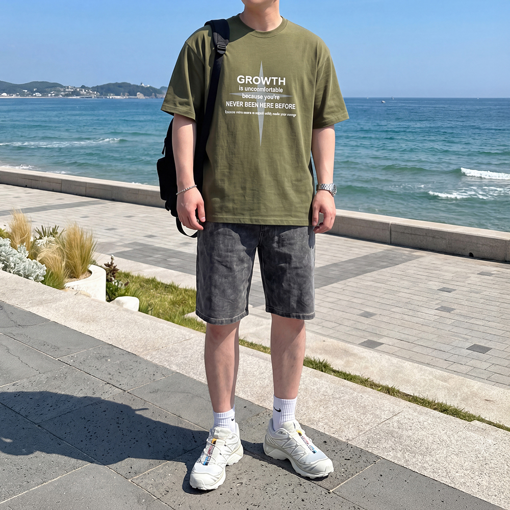 남자 텐셀 버뮤다팬츠 우쓰 오버핏 반팔 코디 세트 - 상품 이미지