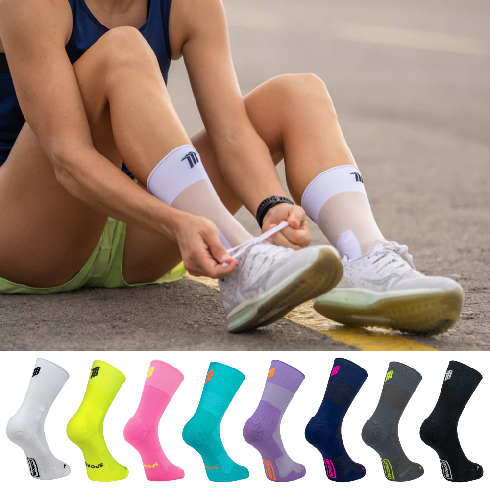 스포크스 러닝양말 압박 마라톤 삭스 미드컷 SPORCKS 화이트, L (270-285mm) - 상품 이미지