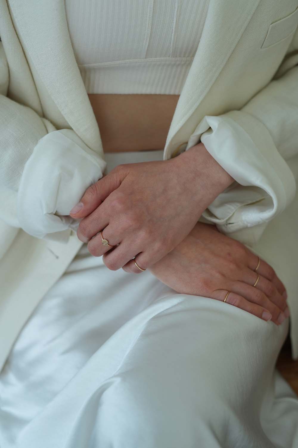 14K 레이어드 실반지, 패션 여자 골드 심플 실반지 얇은 금반지 - 상세 이미지 4