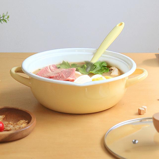 인덕션 범랑 냄비 양수 법랑 전골 19cm 가스렌지 하이라이트 오븐 - 상세 이미지 3