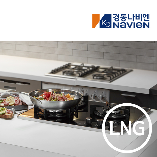 경동 나비엔매직 3구 빌트인 가스쿡탑 매립형 레인지 AC코드식 560 x 480 GRB6203 LNG 블랙