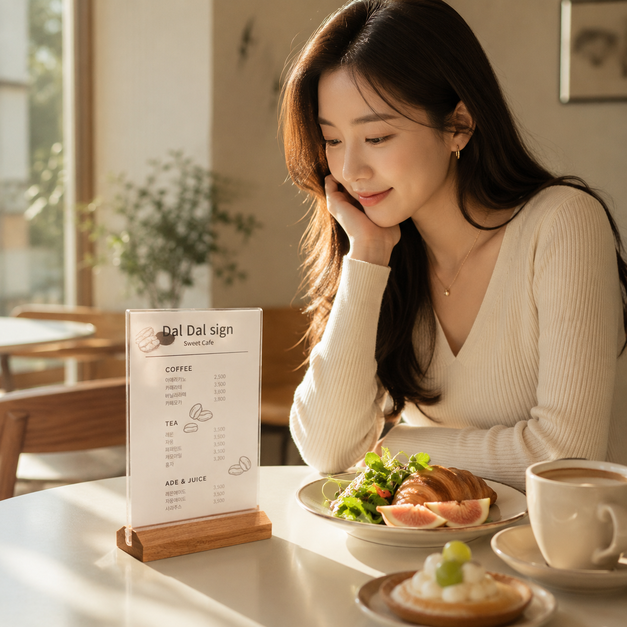 원목 아크릴 메뉴판 POP 꽂이 카페 가격표 안내판 A6 A5 A4 - 상세 이미지 3