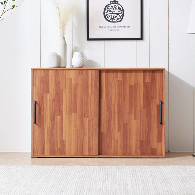 가구의서 다용도 슬라이딩 수납장 1200x400x800mm, 3단, 멀바우 - 상품 이미지