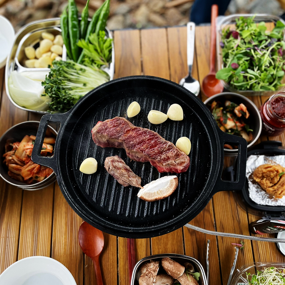 아베나키 메가스톤 그릴 구이팬 주물 고기 바베큐 불판 - 상세 이미지 2