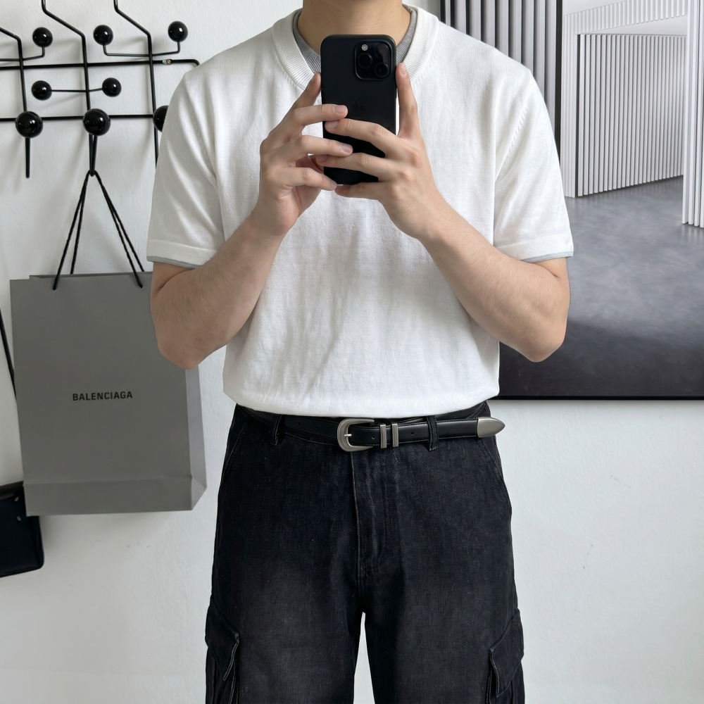 헨리넥 기능성 배색 레이어드 머슬핏반팔 무지 크롭반팔 링거티 이미지 8
