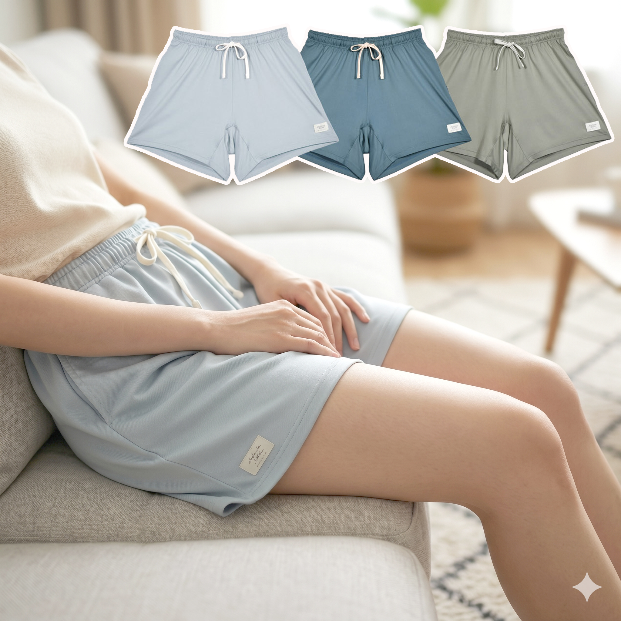 이드로 여성 시원한 여름 집에서입는 반바지 홈웨어 팬츠와 팬티가 하나로 - 상품 이미지