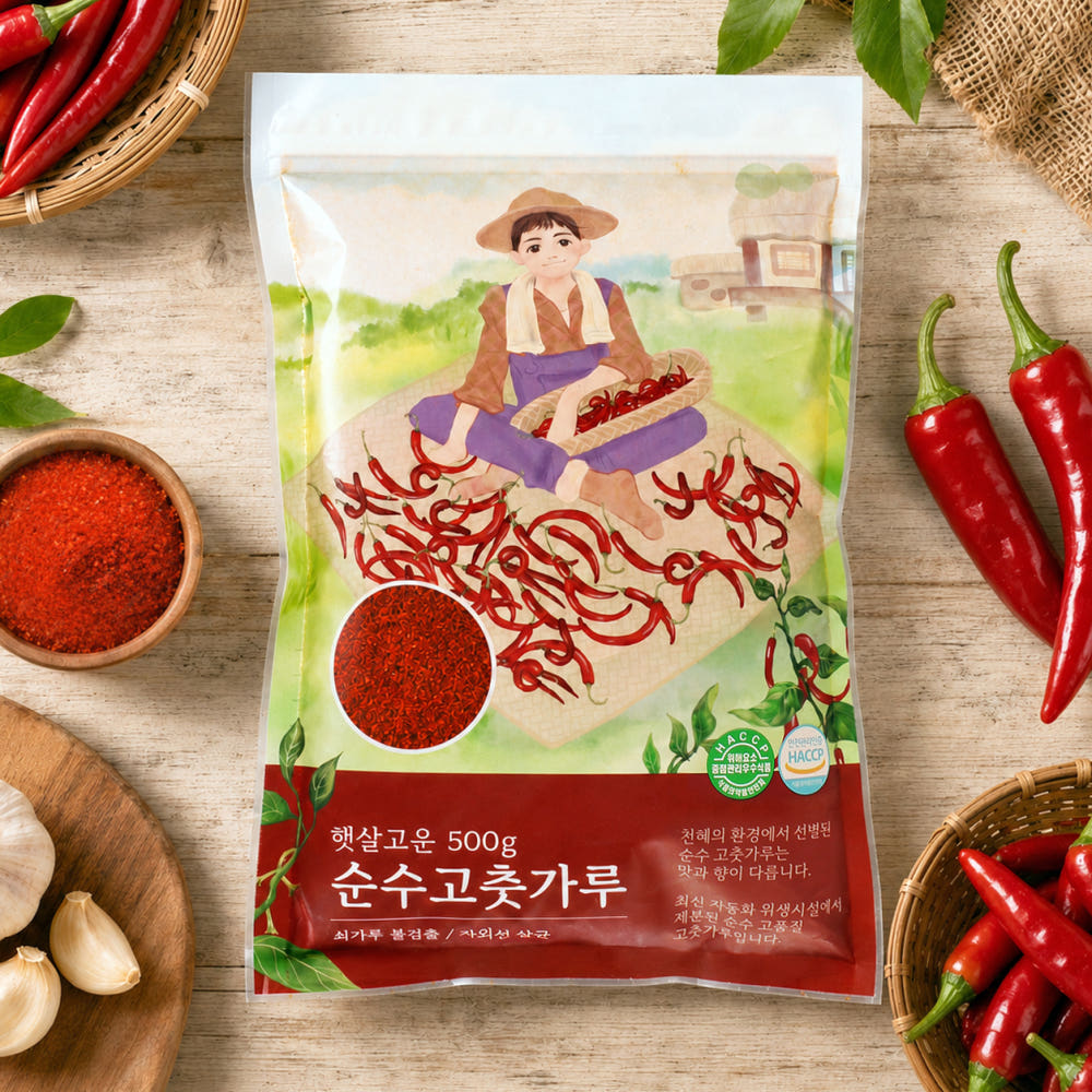 26년 국산 햇고춧가루 강화 햇고추가루 김장용 요리용 보통맛 매운 굵은 고춧가루 500g : 자연도감
