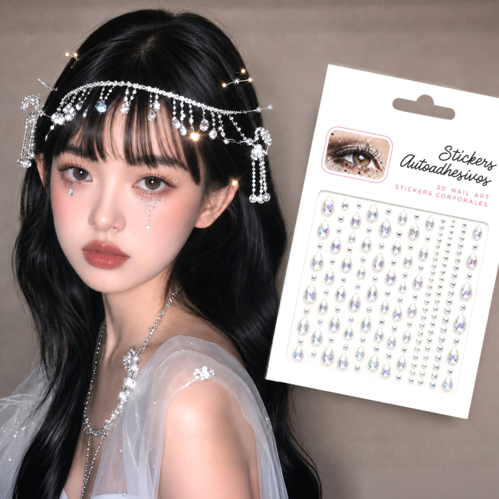 페이스 스티커 큐빅 메이크업 얼굴에붙이는 보석 주얼리 파츠 체육대회 공연 분장 소품 - 상세 이미지 5