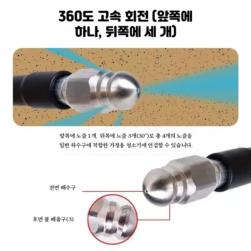 하수구 고압세척 물쥐노즐 배관청소 막힘 해결 뚫기 워터마우스 분사기 단독 - 상세 이미지 5