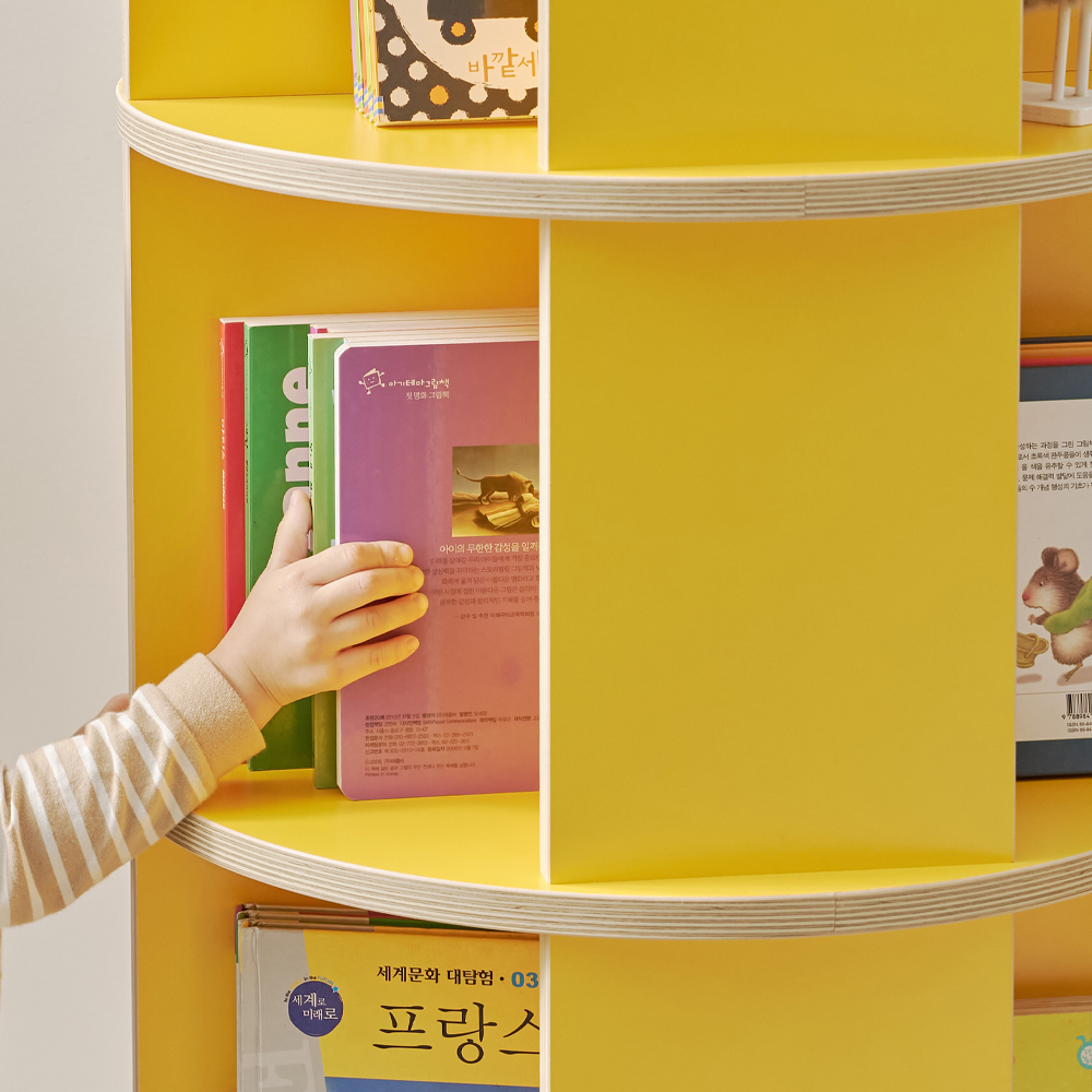 모리 원형 회전형책장 4단 코너 거실 서재 360도 회전책장 학생 만화 책꽂이 이미지 7