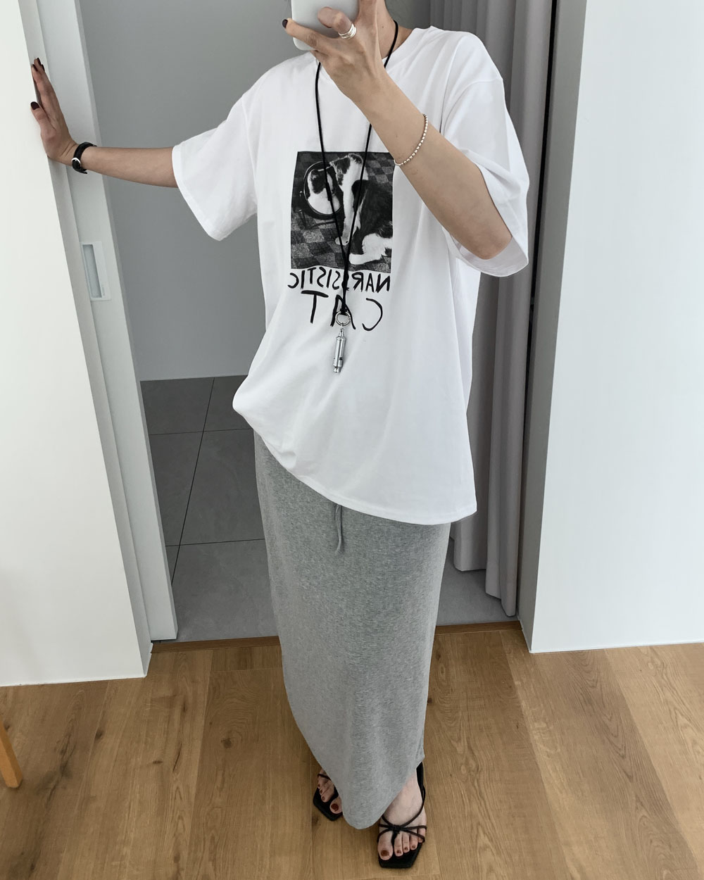 [올리브당일] 모찌 스커트 썸머 스판 밴딩 맥시 찰랑 여름 져지 H라인 롱스커트 웨어링무드 (3c) 이미지 8