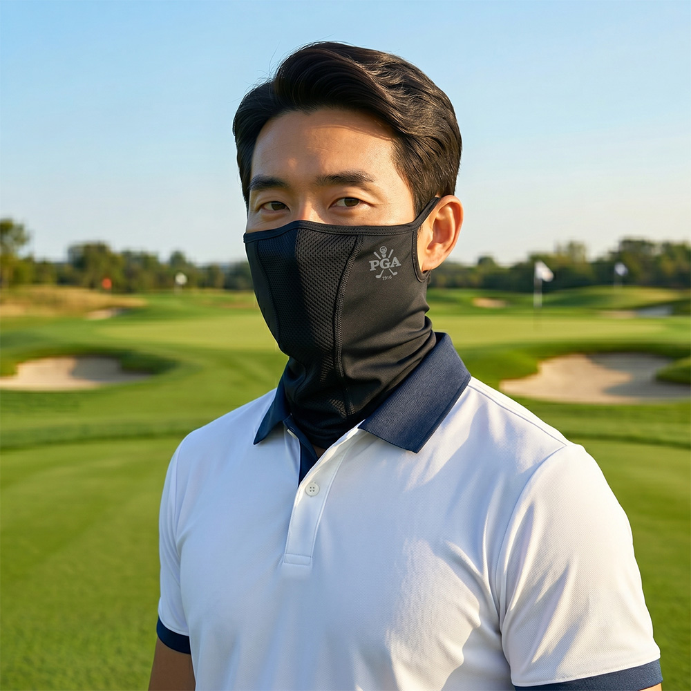 PGA 자외선 UV 차단 골프 마스크 페이스 가드 파크골프 PGA100, L (남성용) / 블랙 - 상품 이미지