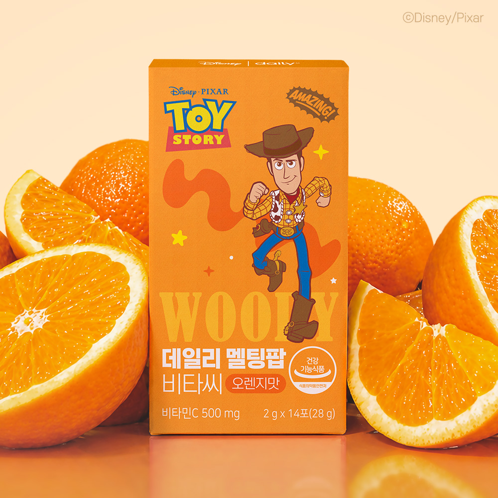 [띠부씰 포함] 디즈니 토이스토리 데일리 멜팅팝 비타씨 오렌지맛 비타민C 14포, 1개 - 상품 이미지