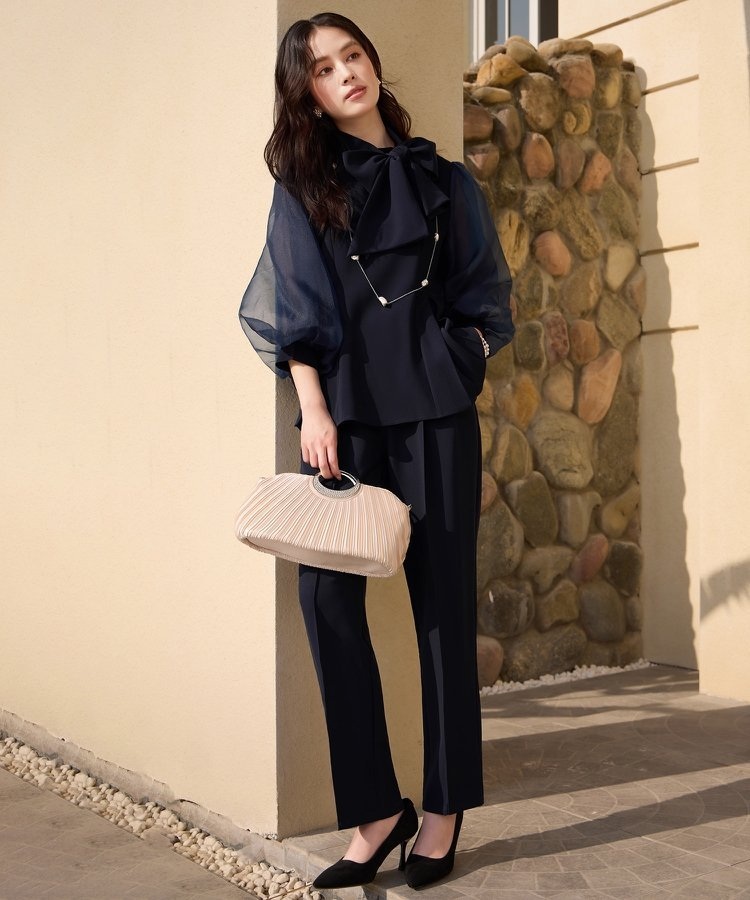 DRESS+ 여성 리본 블라우스 팬츠세트 플레어 셋업 하객룩 오피스룩 이미지 6
