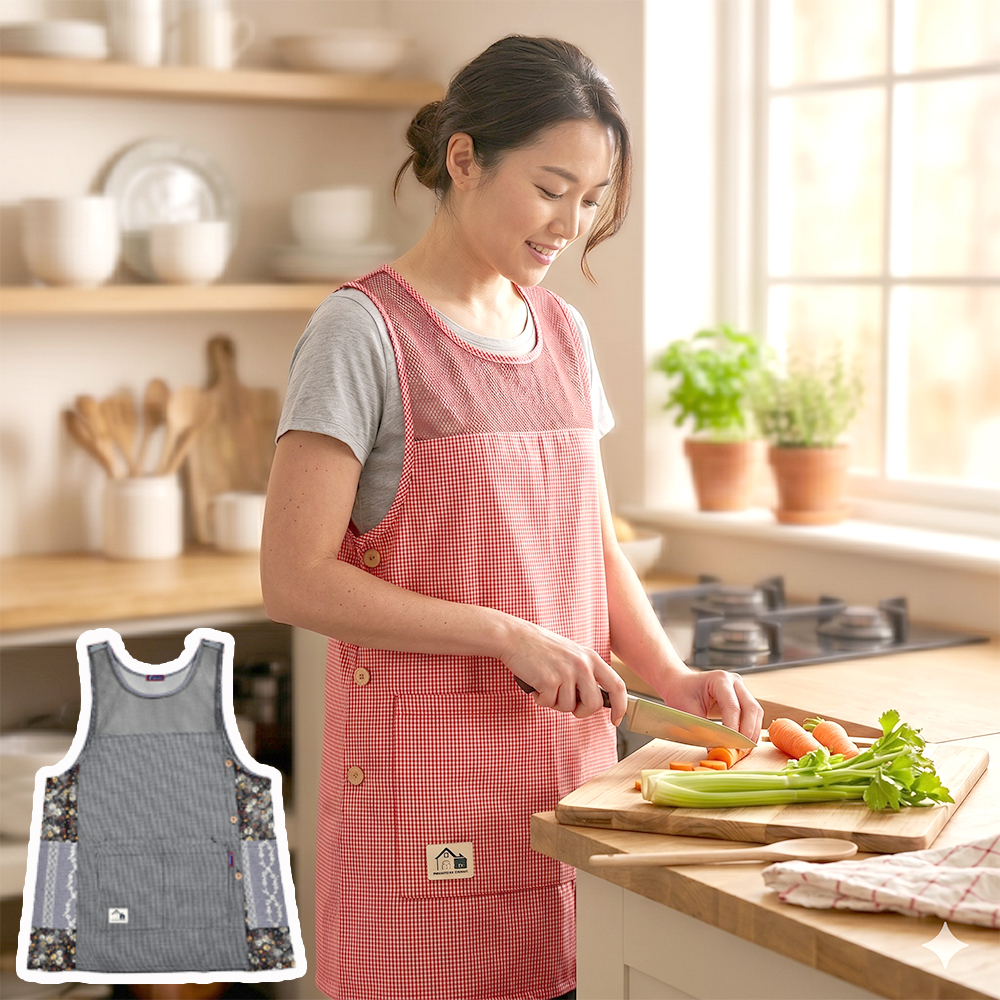 이드로 배색 메쉬 앞치마 작업용 요리 조리 에이프런 식당 주방 조리복 통기성웨어 - 상품 이미지
