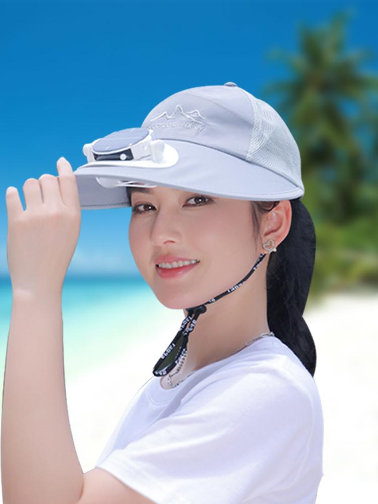 여름 선풍기 모자 여름 쿨링 바람 선풍기 달린 모자 롱 하드 캡 태양열 자외선 차단 - 상세 이미지 4