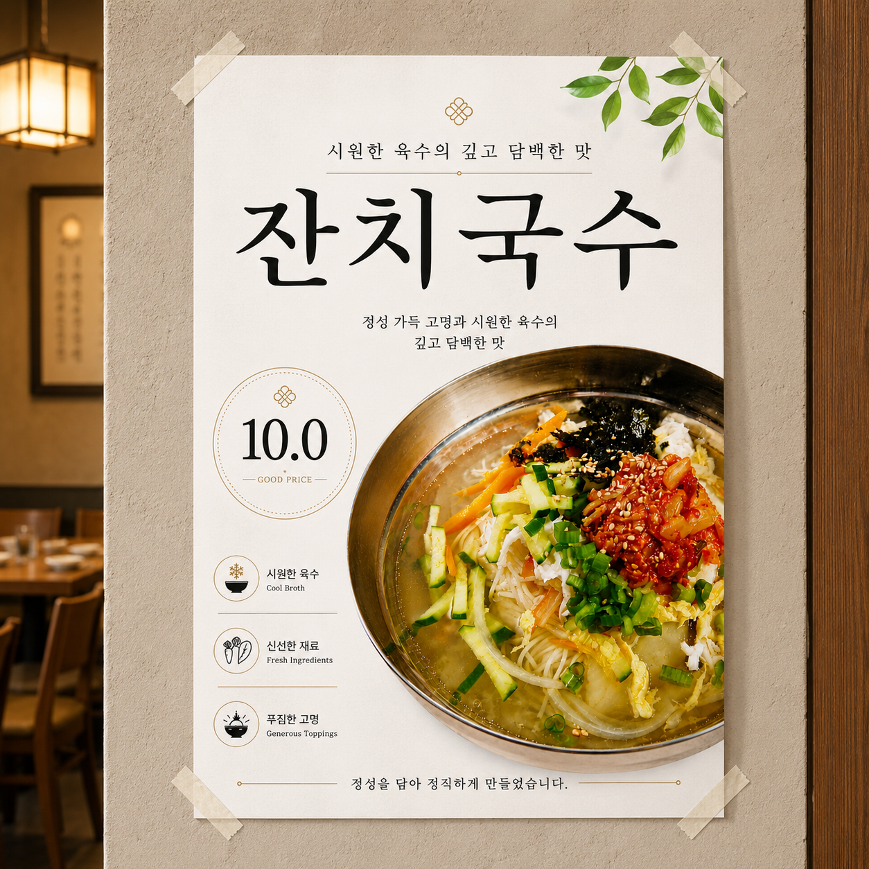 잔치국수 포스터 제작 여름 메뉴 인쇄 디자인 식당 B 반광택 인화지 235g A3 - 상품 이미지