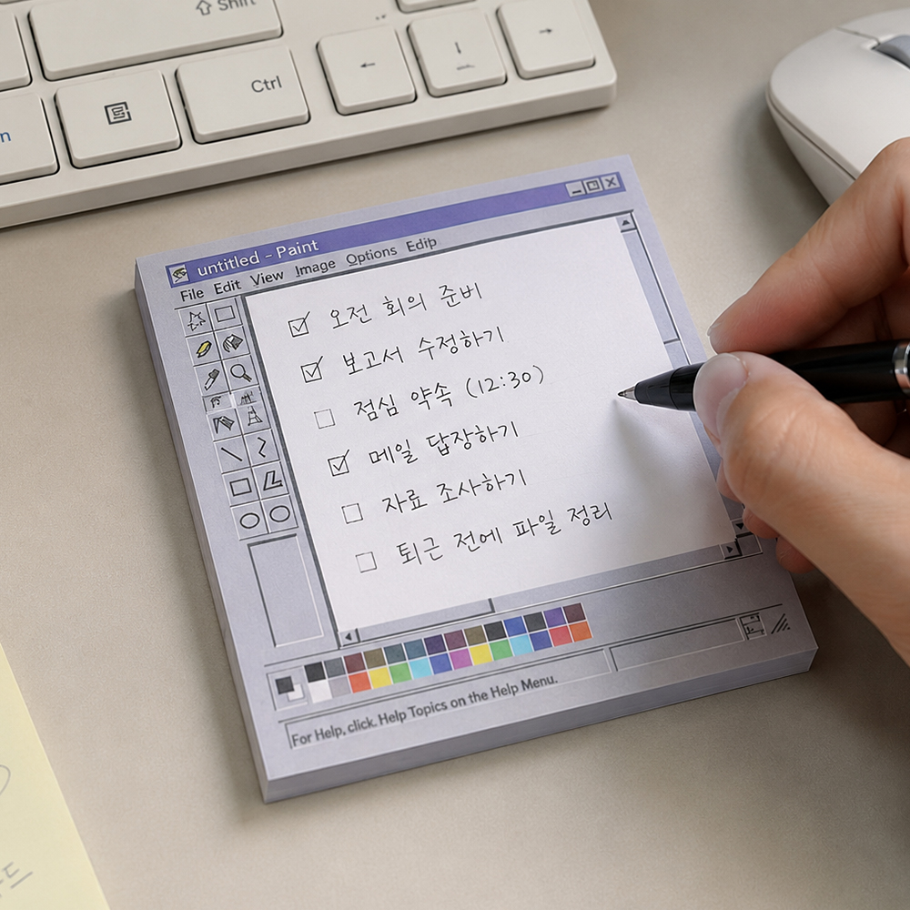 레트로 그림판 접착 점착 메모지 낙서 귀여운 스티키노트 이미지 6
