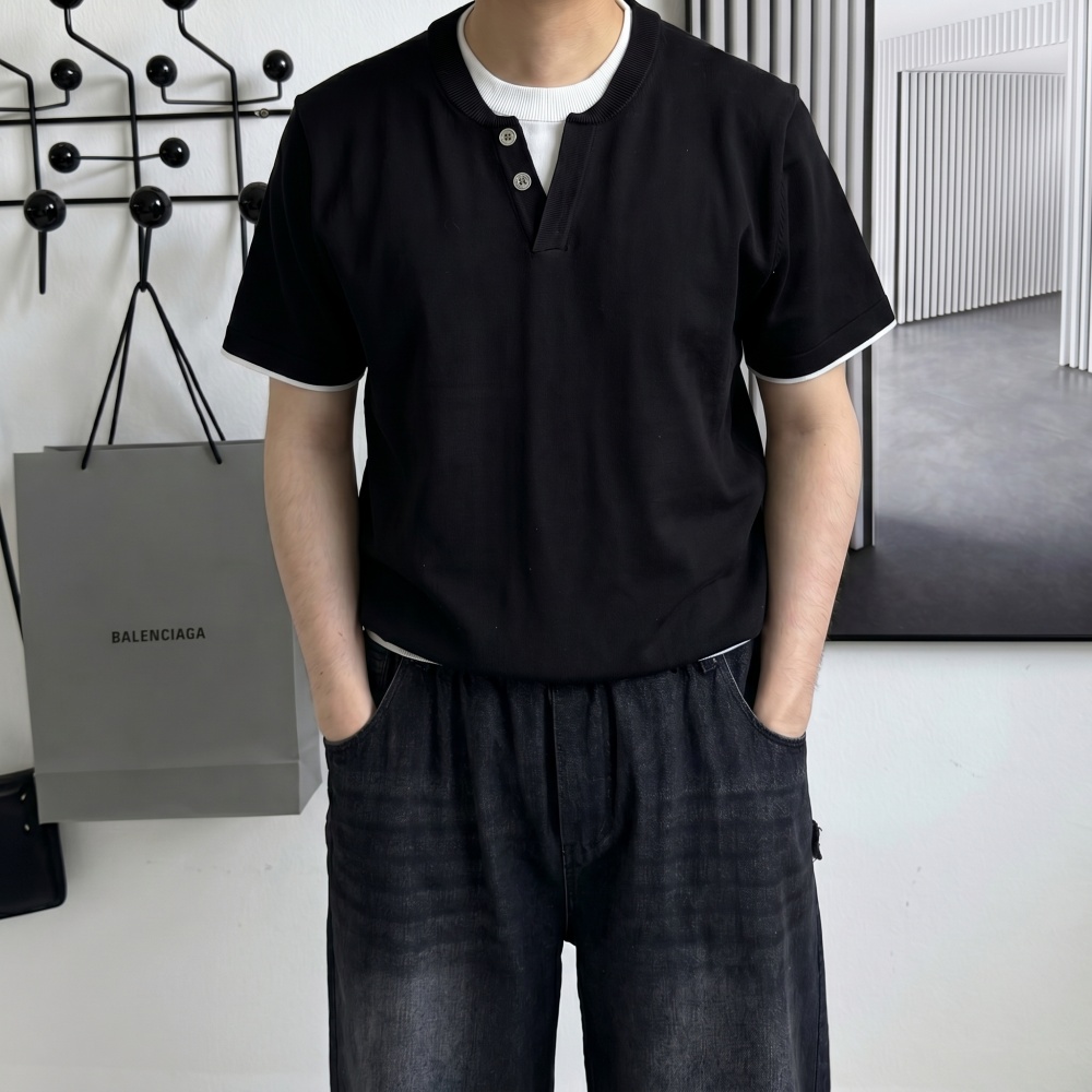 헨리넥 기능성 배색 레이어드 머슬핏반팔 무지 크롭반팔 링거티 - 상세 이미지 5