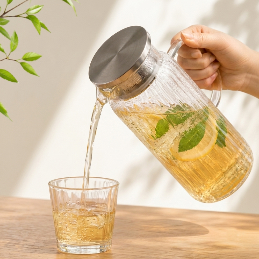 내열유리 물병 냉장고 물통 투명 유리 물병 1000ml - 상세 이미지 2