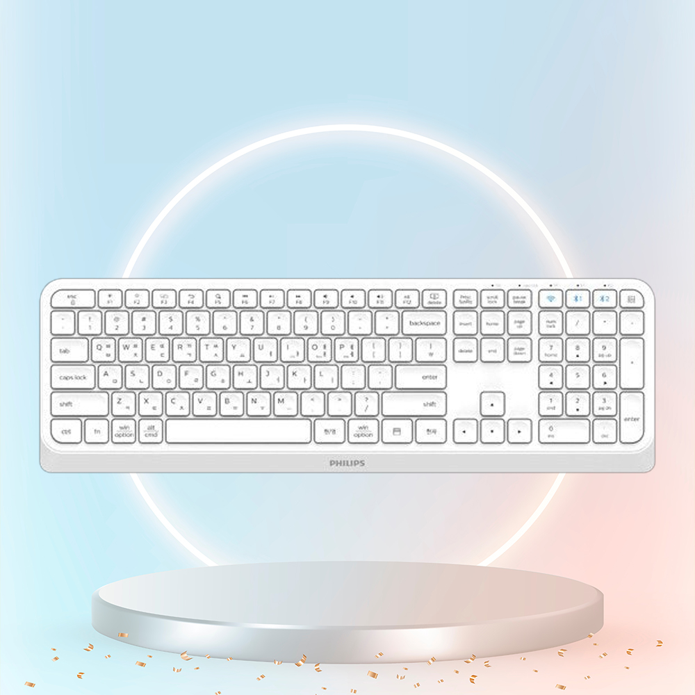 필립스 SPK6407 멀티페어링 블루투스 무선 키보드 화이트, 멤브레인 - 상품 이미지