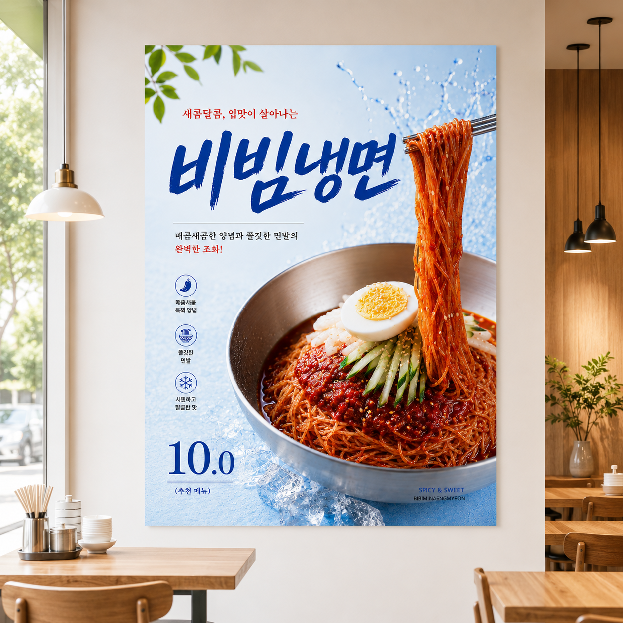 비빔냉면 포스터 제작 여름 메뉴 인쇄 디자인 식당 B 반광택 인화지 235g A3 - 상품 이미지