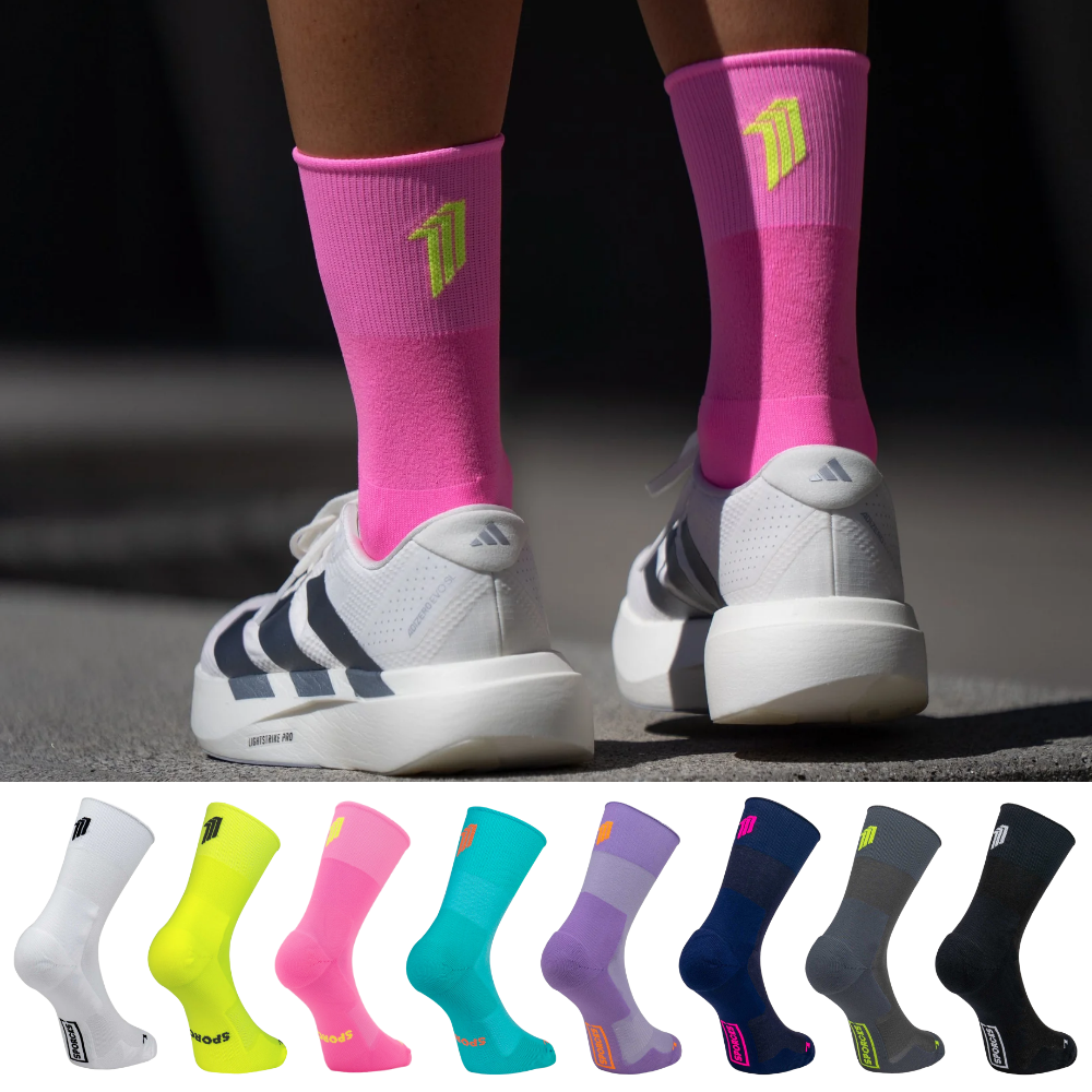 스포크스 러닝양말 압박 마라톤 삭스 미드컷 SPORCKS 핑크, L (270-285mm) - 상품 이미지