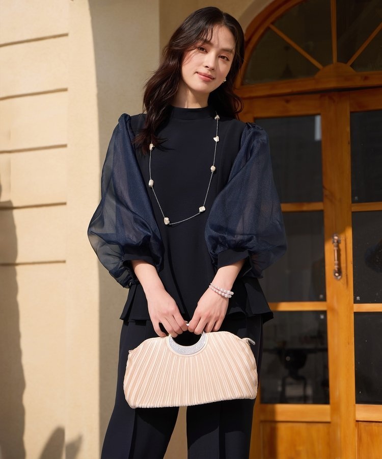 DRESS+ 여성 리본 블라우스 팬츠세트 플레어 셋업 하객룩 오피스룩 - 상세 이미지 4