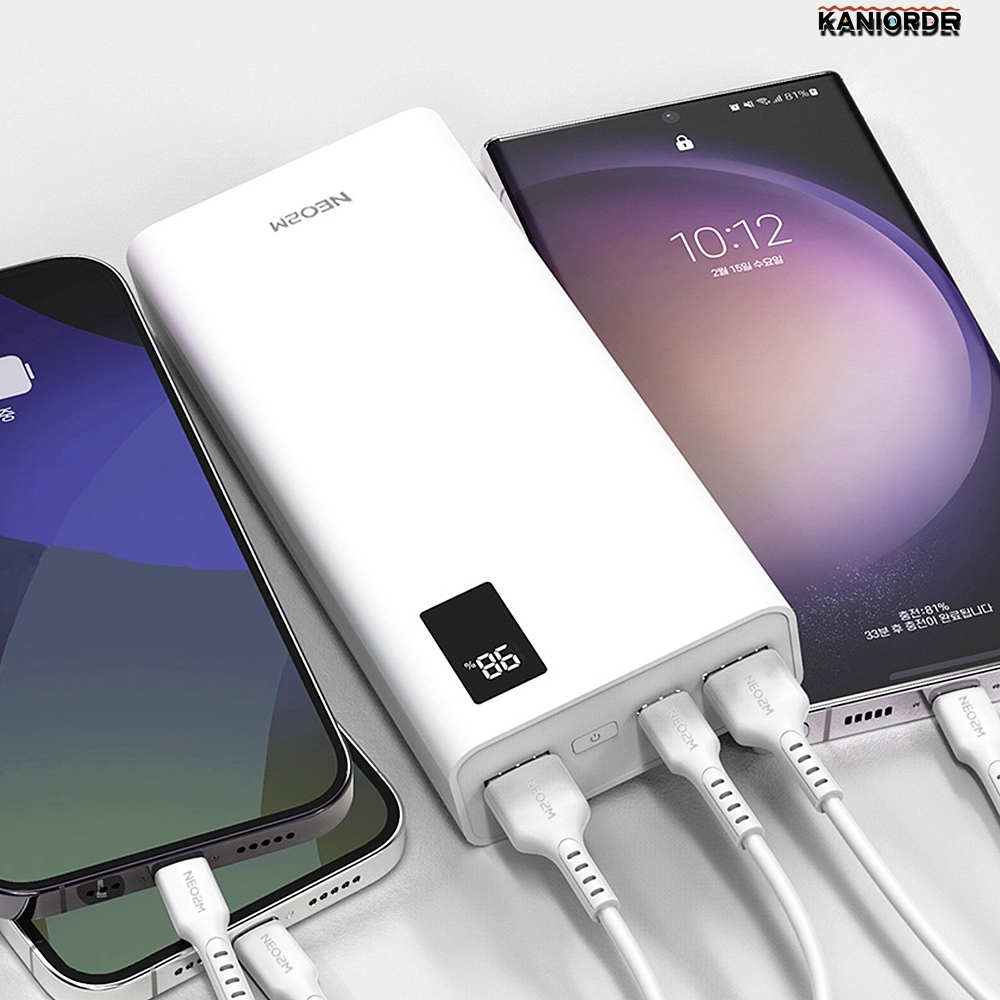 USB 보조배터리 C타입 고속 대용량 20000mAh 동시 충전 화이트 - 상품 이미지