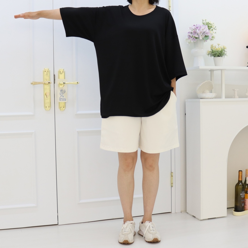 빅사이즈 자체제작 원단 좋은 여성 반팔 긴팔 롱 티셔츠 무지 스트라이프 면 베이직 데일리 - 상세 이미지 3
