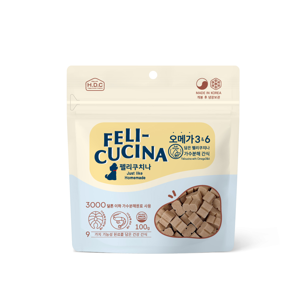 펠리쿠치나 소화잘되는 가수분해 강아지 간식 오메가-3, 100g, 1개 - 상품 이미지