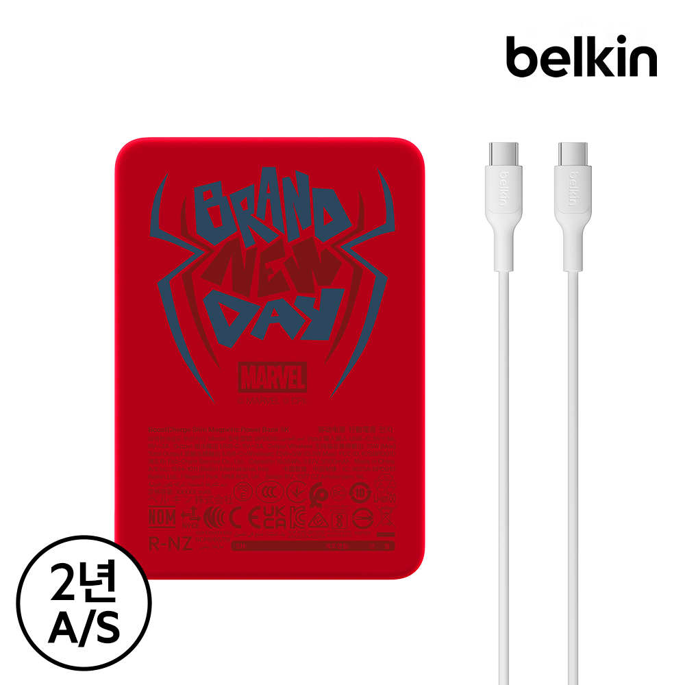 벨킨 디즈니 5000mAh 초슬림 마그네틱 무선충전 보조배터리 스파이더맨(BPD010qcBR-DY) - 상세 이미지 4