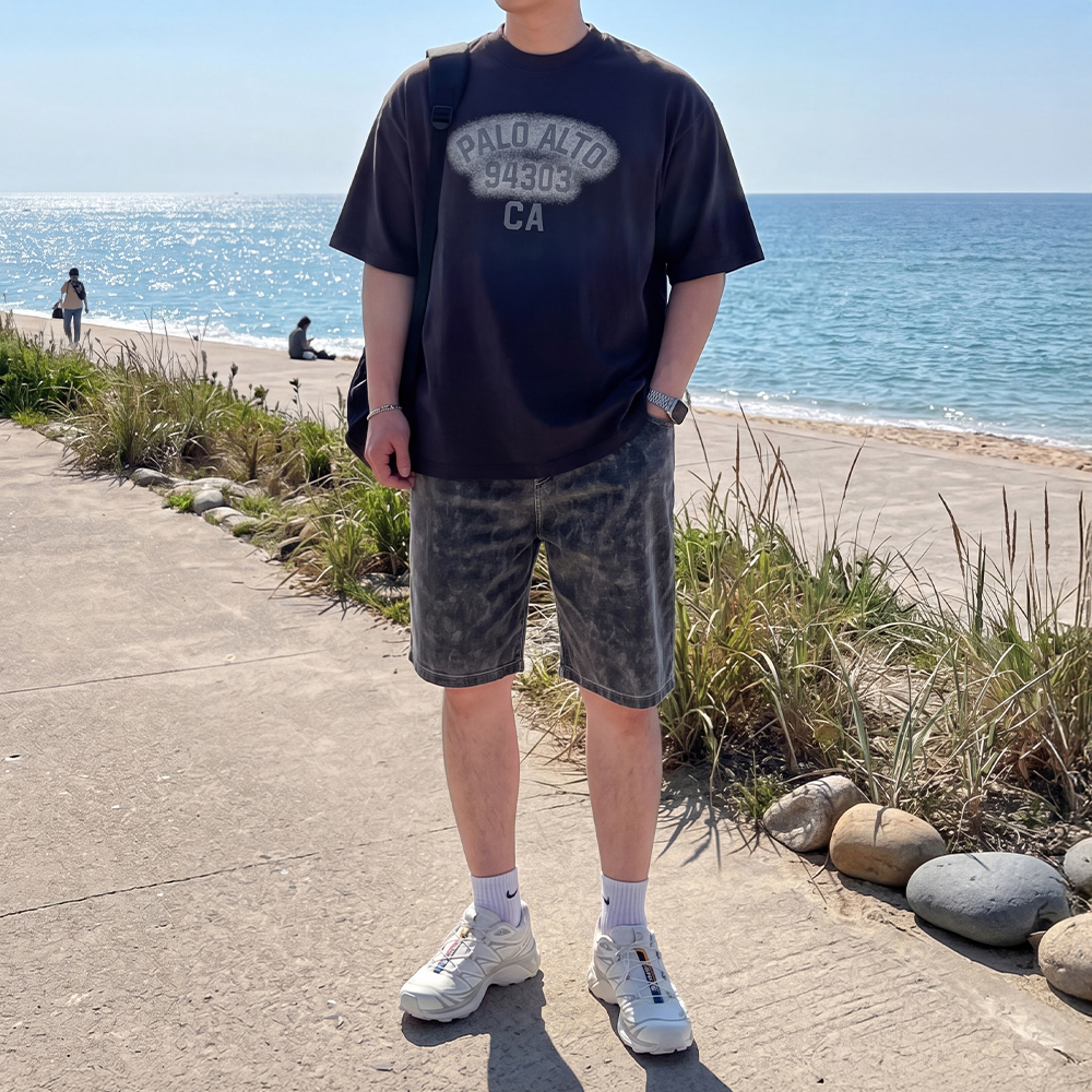 남자 텐셀 버뮤다팬츠 팔로 오버핏 반팔 코디 세트 - 상품 이미지