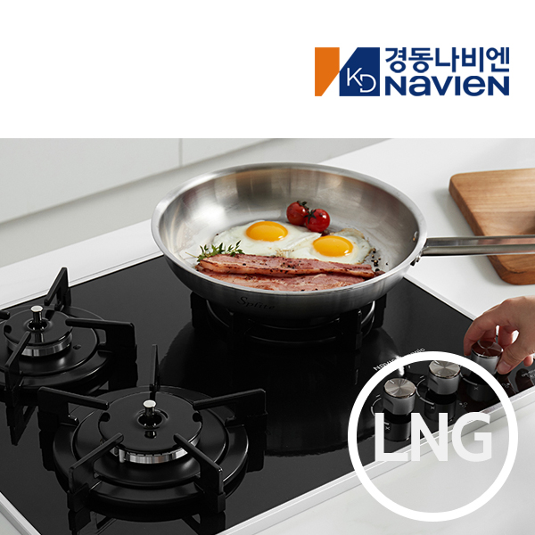 경동 나비엔매직 3구 빌트인 가스쿡탑 매립형 레인지 DC전지식 560 x 440 GRB6103 LNG 블랙 제품 이미지